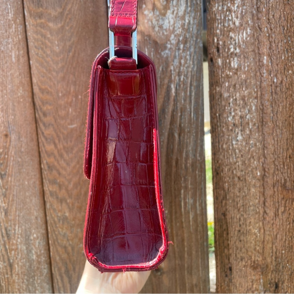 RALPH LAUREN Women’s Red Crocodile Pattern Shoulder Bag Vintage - Picture 6 of 16